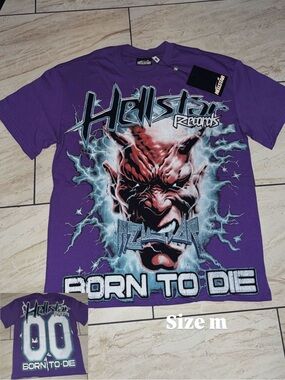 Hellstar Records Purple 'Born to Die' Graphic Tee - M